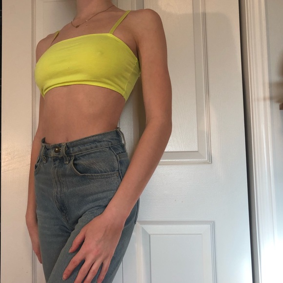 Neon Green American Apparel Cropped Tank Top - Picture 1 of 3